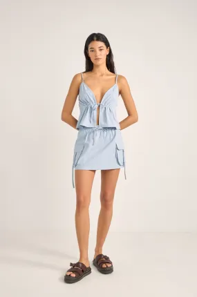 Dolly Ruffle Top - Dusty Blue