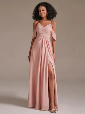 Elegant Spaghetti Strap Side Slit Formal Bridesmaid Dress