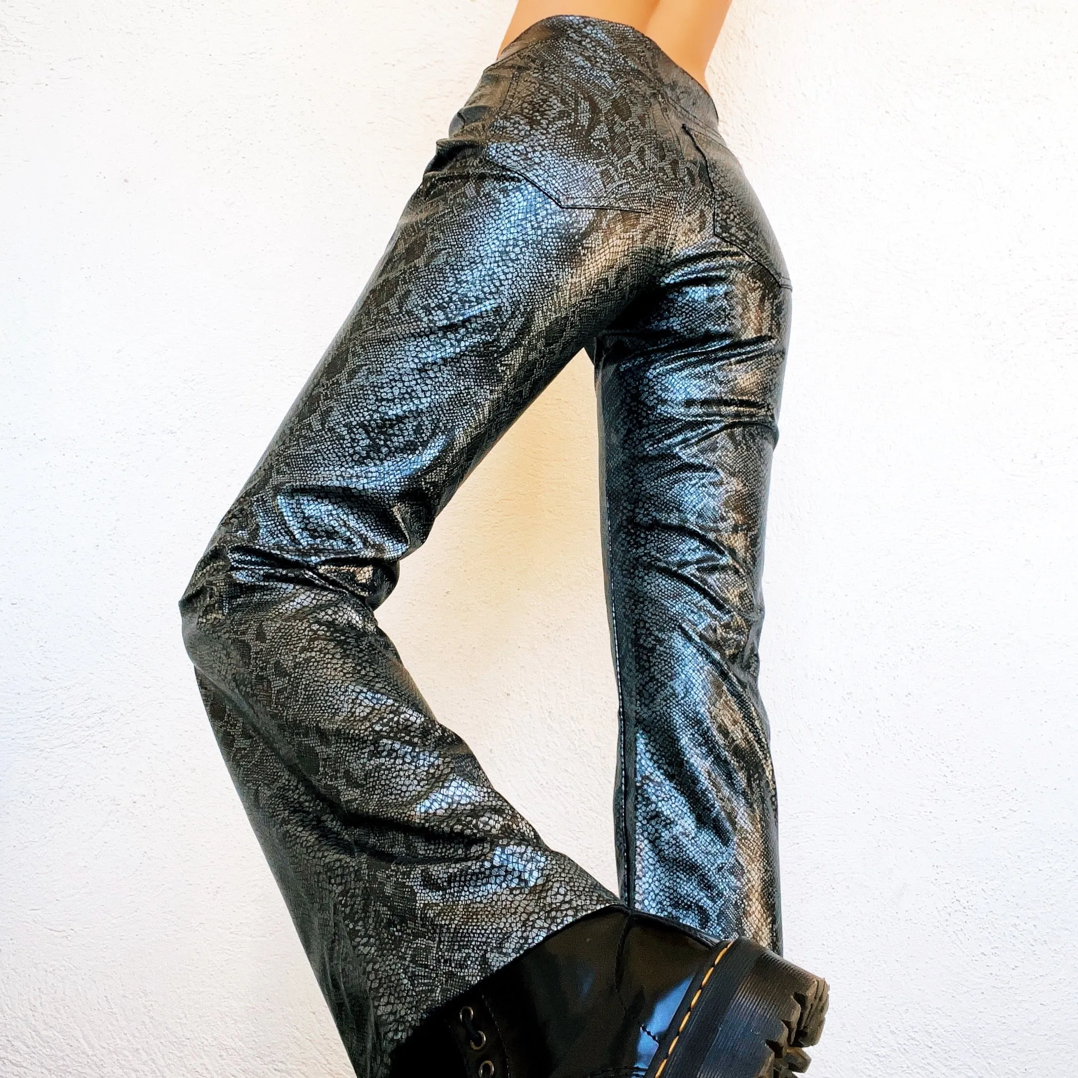 Faux Snakeskin Flares