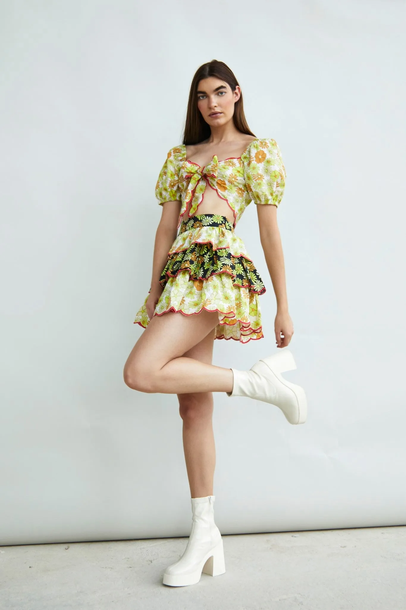 Glamorous Collection Tiered Ruffle Mini Skirt