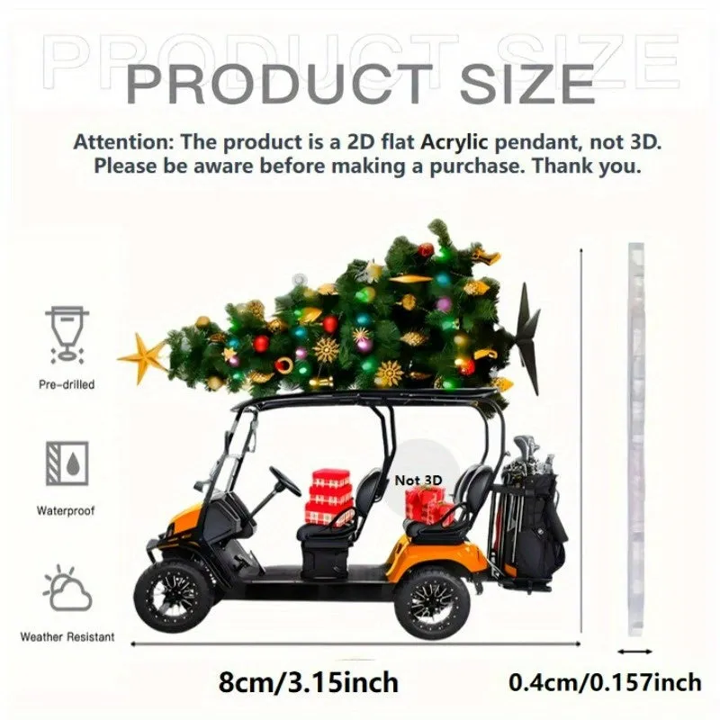 Golf Cart Christmas Ornament - 2D Acrylic, Festive Holiday Decor for Golf Enthusiasts, Christmas Decor