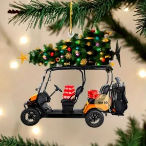 Golf Cart Christmas Ornament - 2D Acrylic, Festive Holiday Decor for Golf Enthusiasts, Christmas Decor
