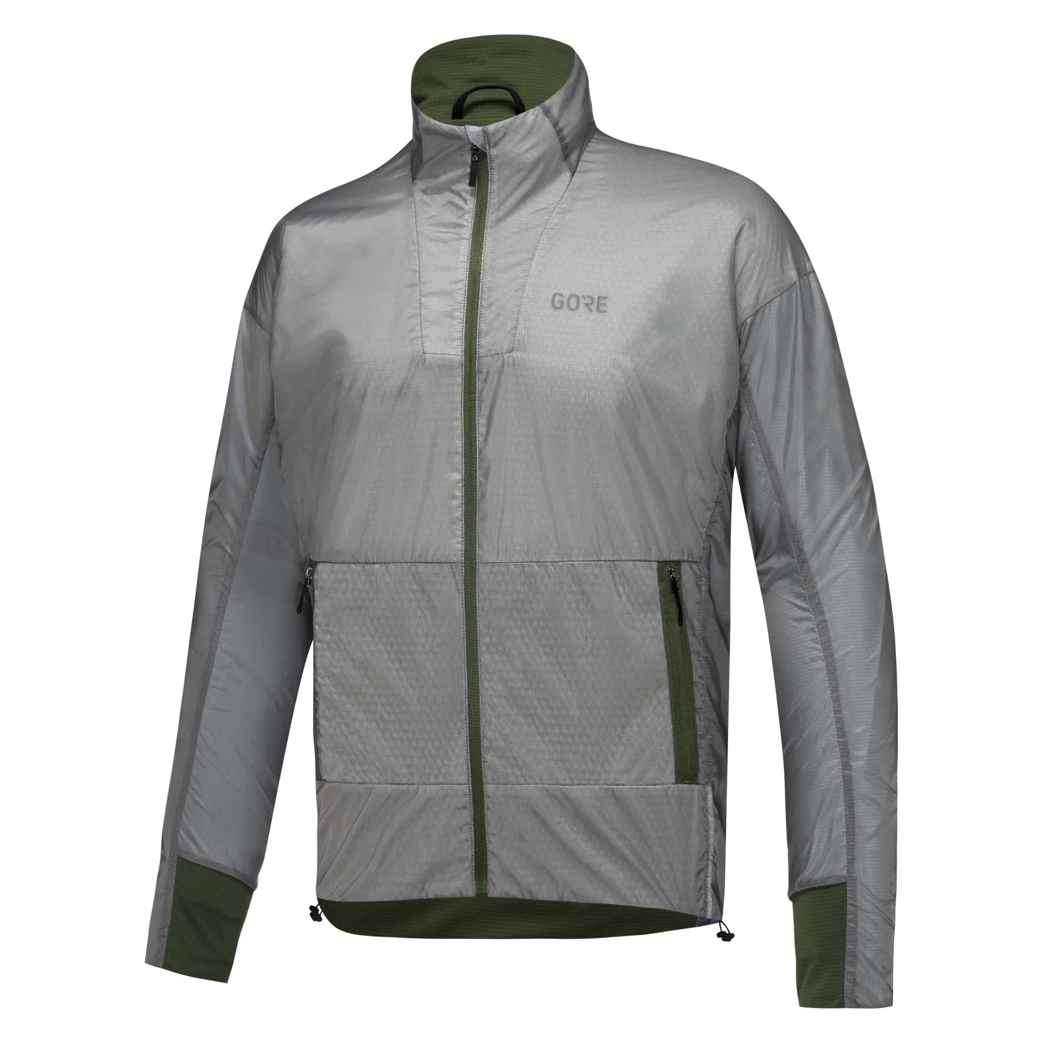 Sure! Here’s an optimized title for the e-commerce product:

GOREWEAR Mens Drive Performance Jacket - Lab Gray with Utility Green Accents