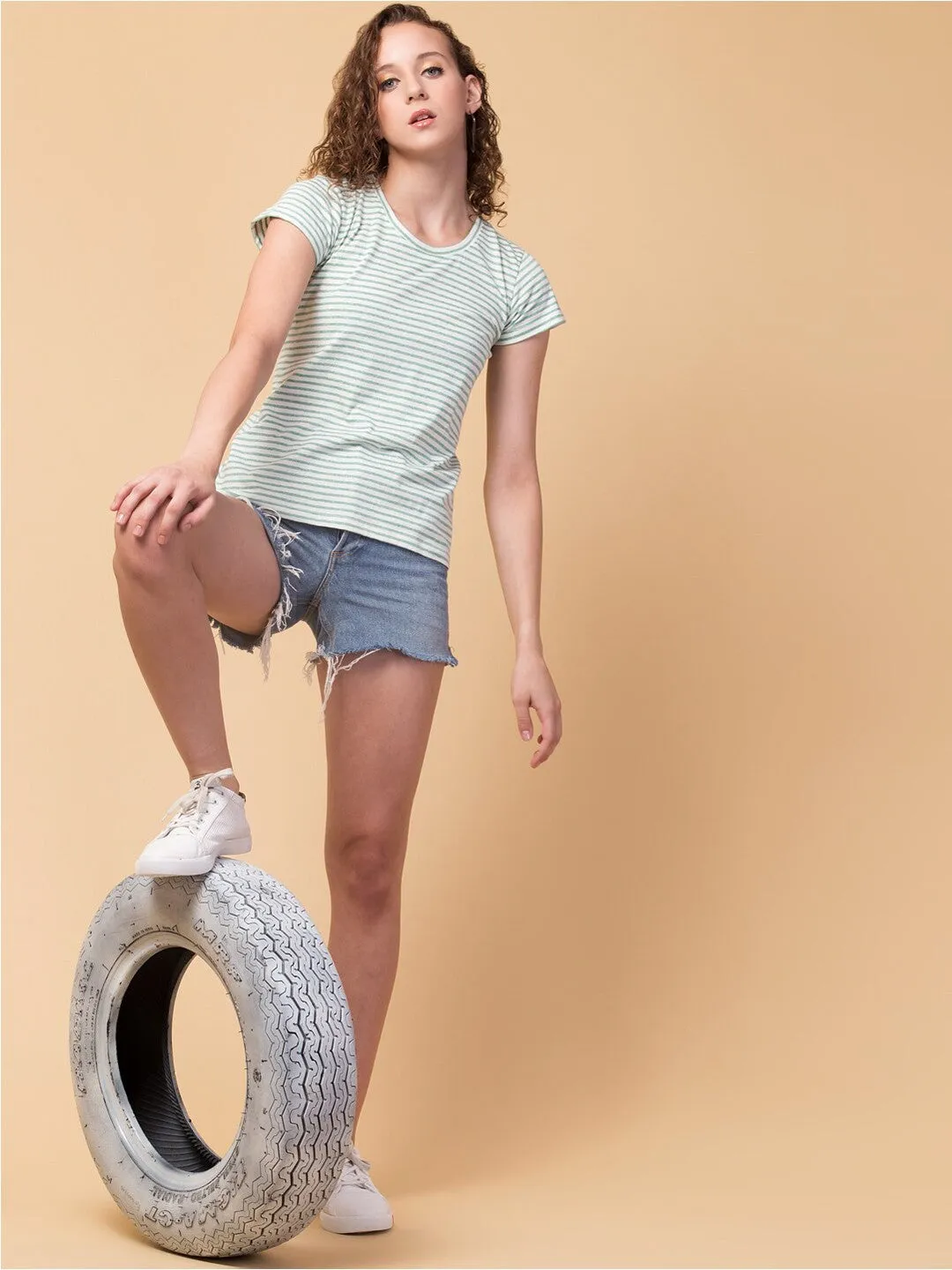 Green Striped Relaxed fit T-shirt
