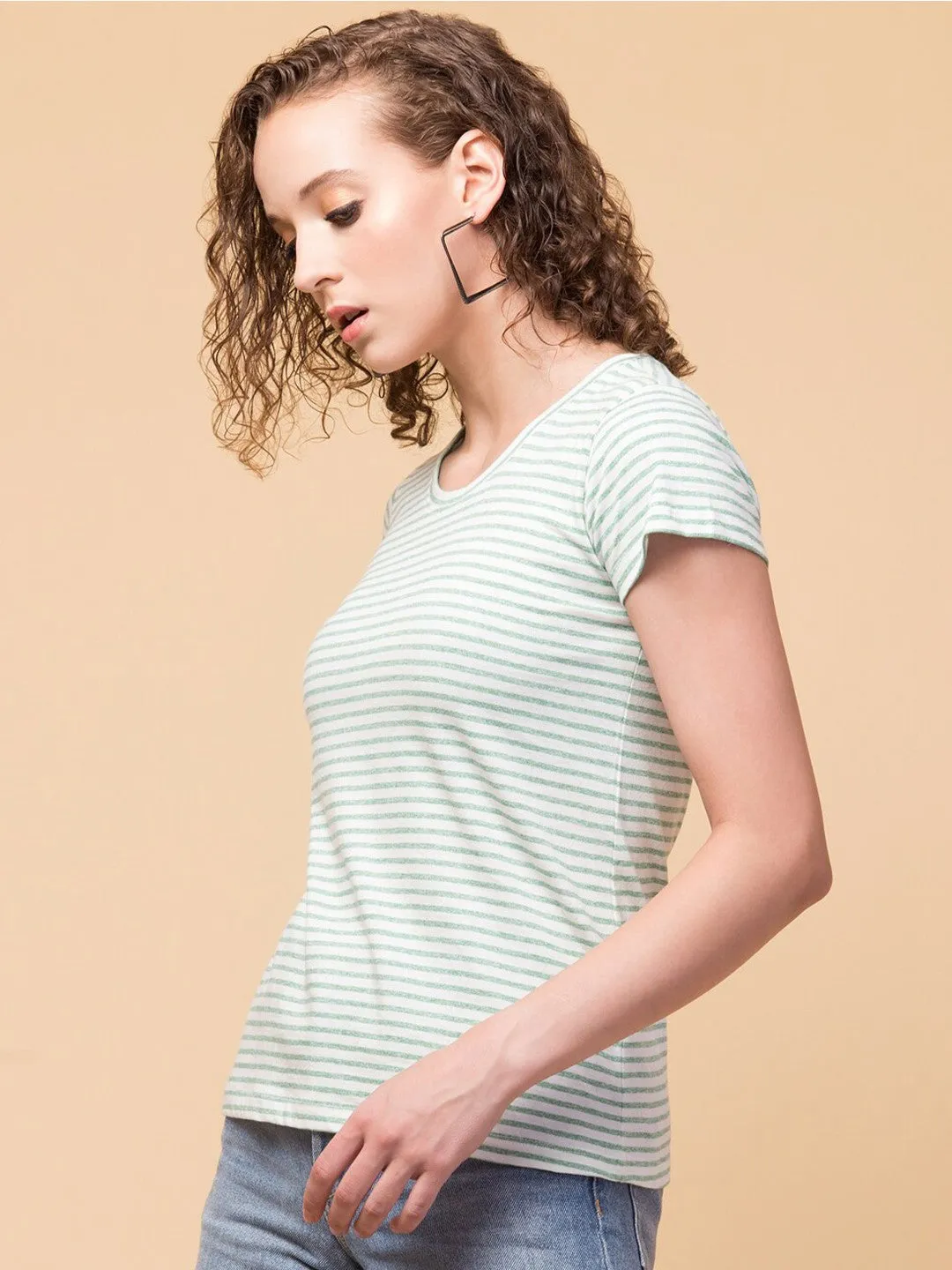 Green Striped Relaxed fit T-shirt