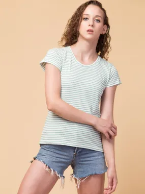 Green Striped Relaxed fit T-shirt