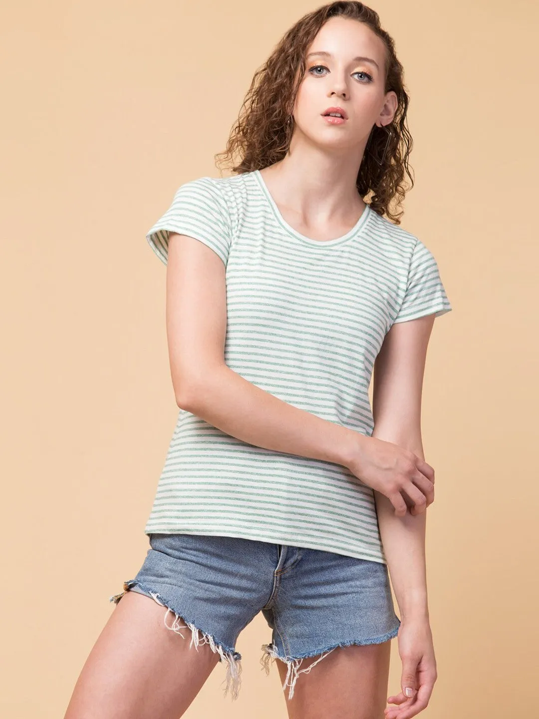 Green Striped Relaxed fit T-shirt