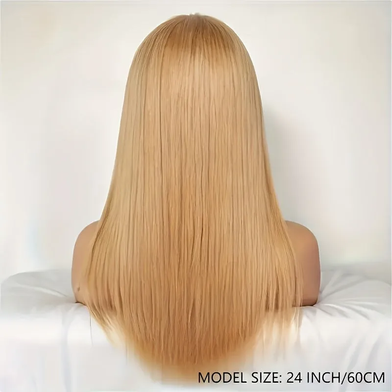 Honey Blonde Lace Front Wig Human Hair #27 Color Straight Lace Frontal Wigs 13x6 Hd Transparent Glueless Lace Wig Pre Plucked With Baby Hair 180% Density Colorful Wigs For Women