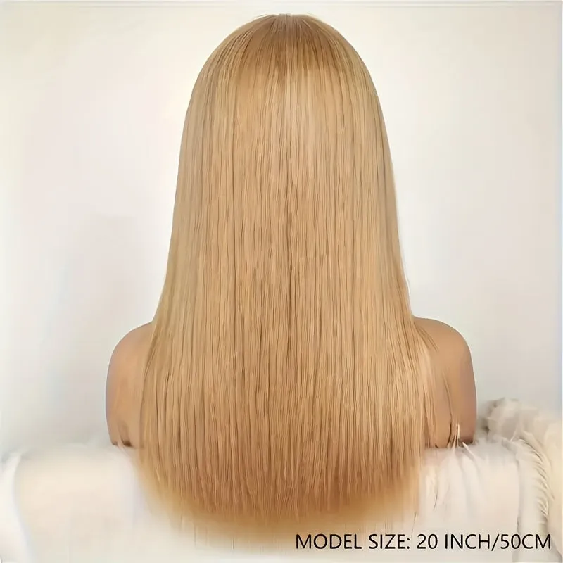 Honey Blonde Lace Front Wig Human Hair #27 Color Straight Lace Frontal Wigs 13x6 Hd Transparent Glueless Lace Wig Pre Plucked With Baby Hair 180% Density Colorful Wigs For Women