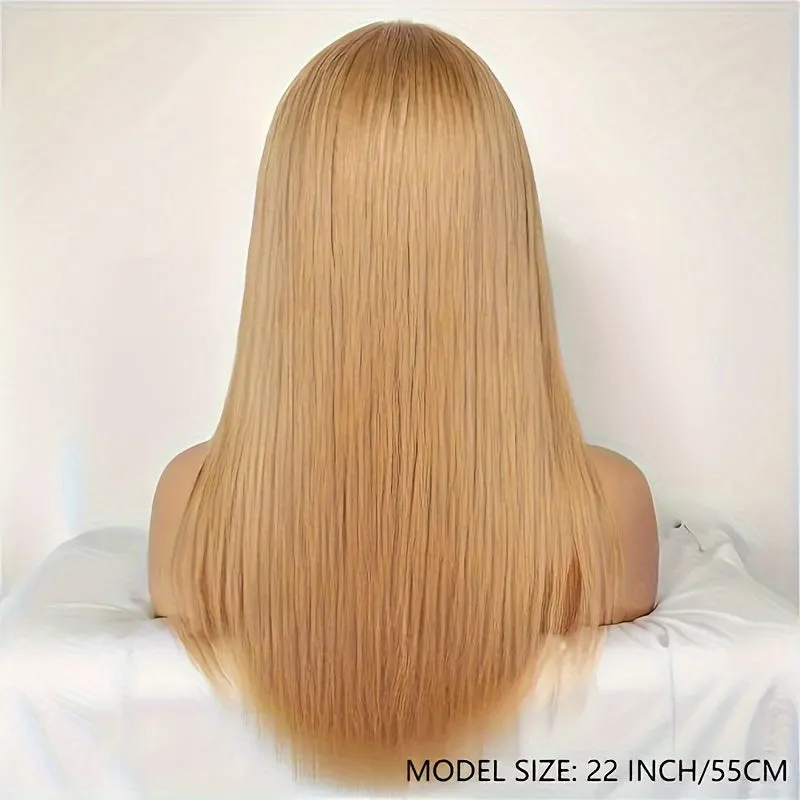 Honey Blonde Lace Front Wig Human Hair #27 Color Straight Lace Frontal Wigs 13x6 Hd Transparent Glueless Lace Wig Pre Plucked With Baby Hair 180% Density Colorful Wigs For Women
