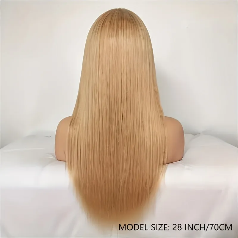Honey Blonde Lace Front Wig Human Hair #27 Color Straight Lace Frontal Wigs 13x6 Hd Transparent Glueless Lace Wig Pre Plucked With Baby Hair 180% Density Colorful Wigs For Women
