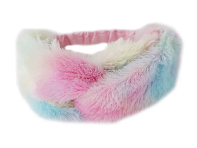 Korean Style Rainbow Ombre Plush Headband