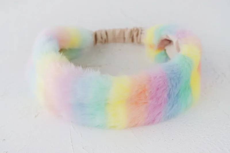 Korean Style Rainbow Ombre Plush Headband