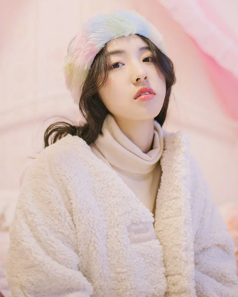 Korean Style Rainbow Ombre Plush Headband