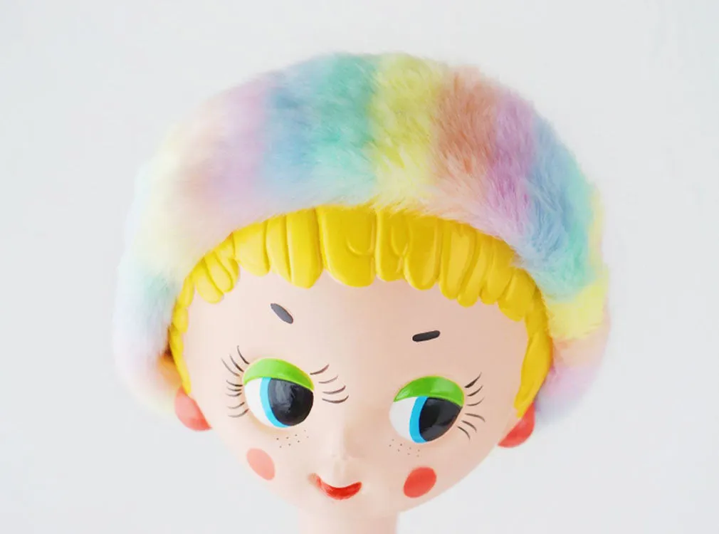 Korean Style Rainbow Ombre Plush Headband