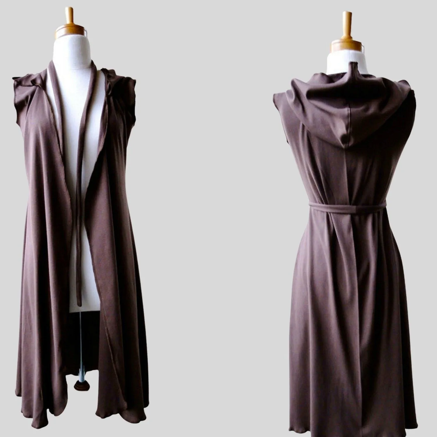 Long wrap dress with hood