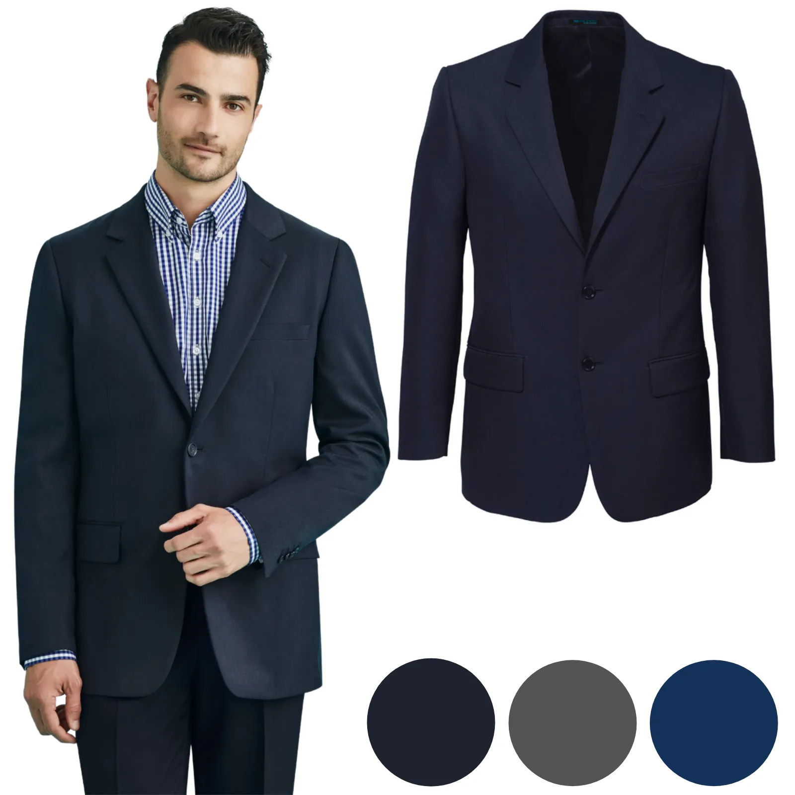 Mens 2 Button Classic Plain Suit Jacket Bamboo Blend Business Wedding