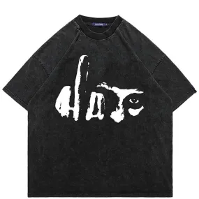 Middle finger t-shirt punk top vintage wash retro raver tee