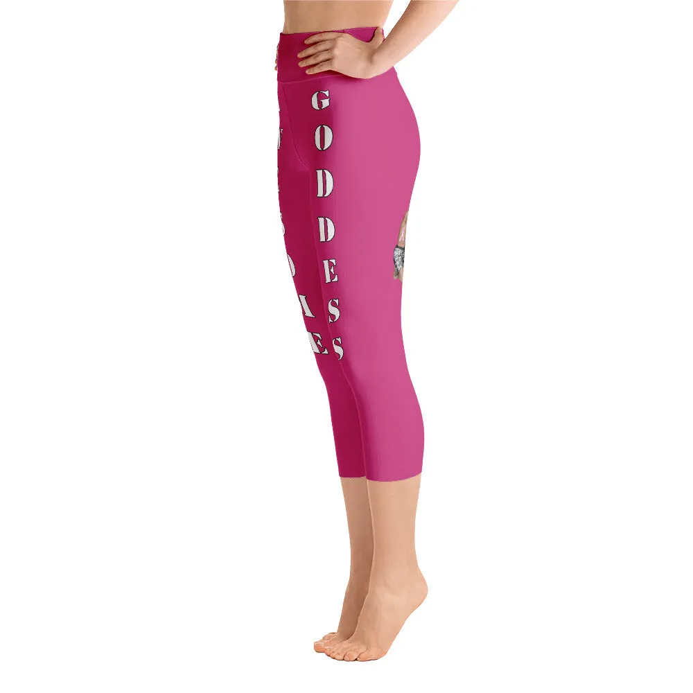 Our best viral leggings magenta awesome goddess white letters