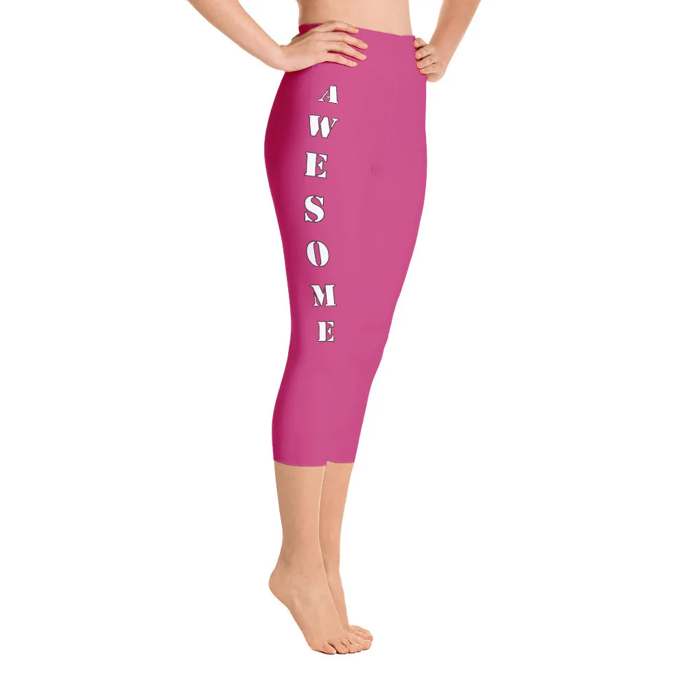 Our best viral leggings magenta awesome goddess white letters