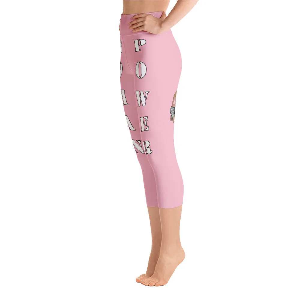 Our best viral leggings pale pink woman power white letters