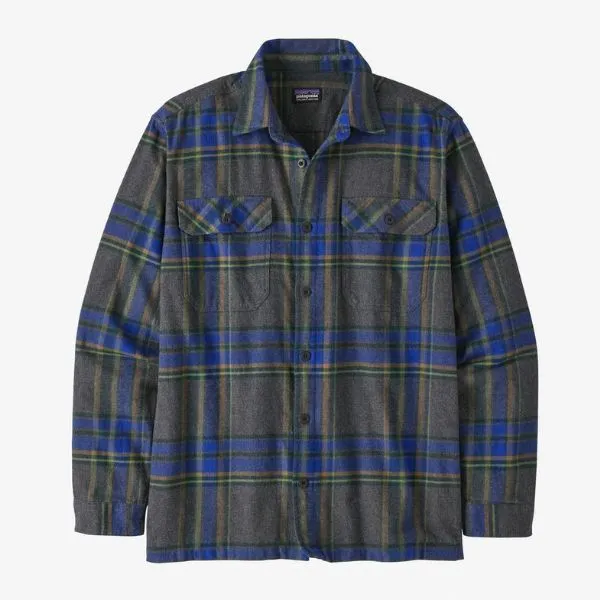 Mens Patagonia Long Sleeve Flannel Shirt - Medium Weight, Organic Cotton, Fjord Collection