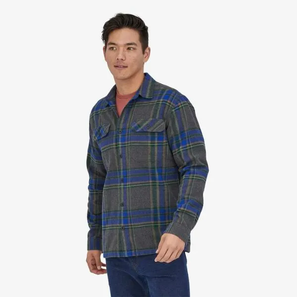 Mens Patagonia Long Sleeve Flannel Shirt - Medium Weight, Organic Cotton, Fjord Collection