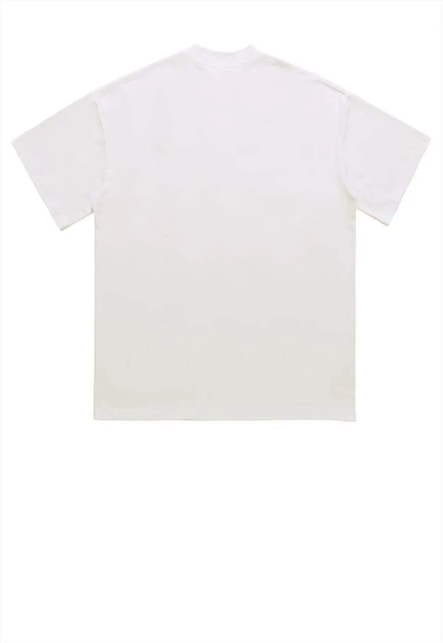 Poker game t-shirt raver print tee hip-hop top in white