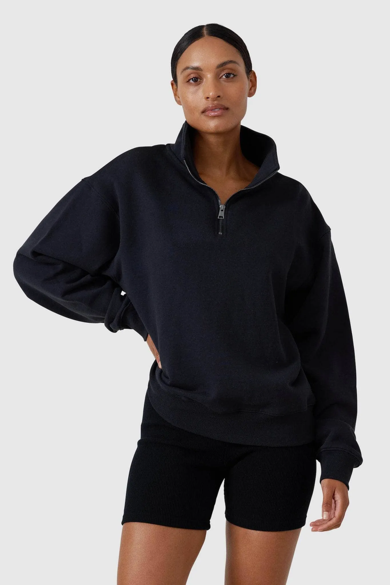 Quarter Zip Washed Black