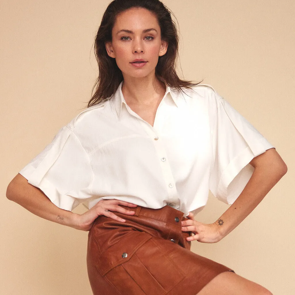 Short sleeve oversize Fay shirt / 100014 - White