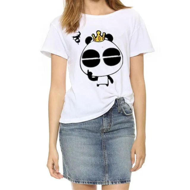 Soatrld New 2017 Fashion Women t-shirts  Summer Slim Women's Short Sleeve Print Casual  Cotton White Tshirt Plus Size Tops