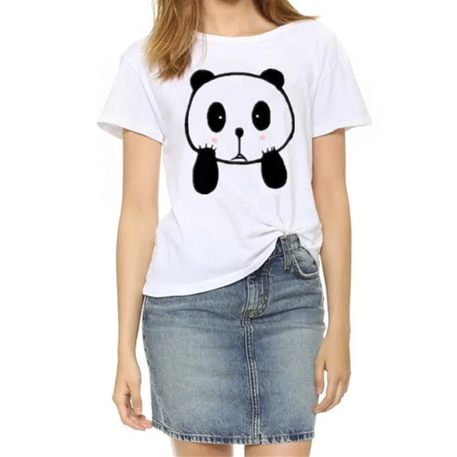 Soatrld New 2017 Fashion Women t-shirts  Summer Slim Women's Short Sleeve Print Casual  Cotton White Tshirt Plus Size Tops