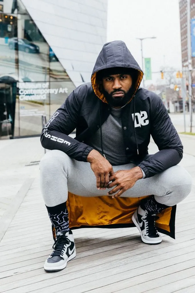 Unisex Long Hooded Coaches Jacket Black