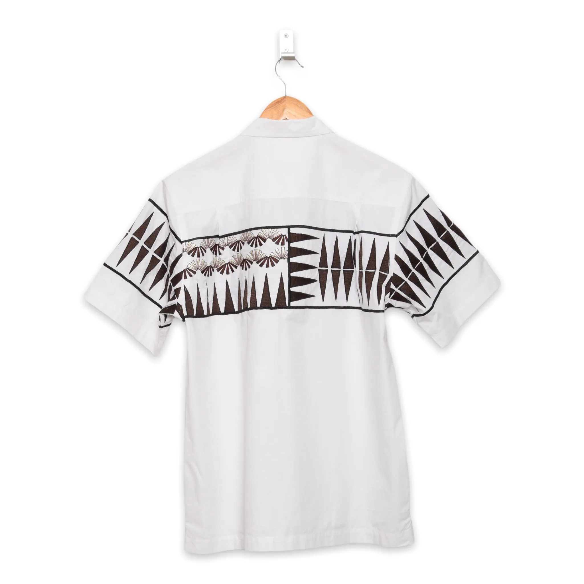 Universal Works Camper Shirt embroidered poplin ecru 26179