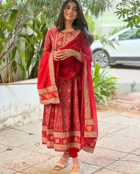 Women's Designer Pure Cotton Anarkali Salwar Suit